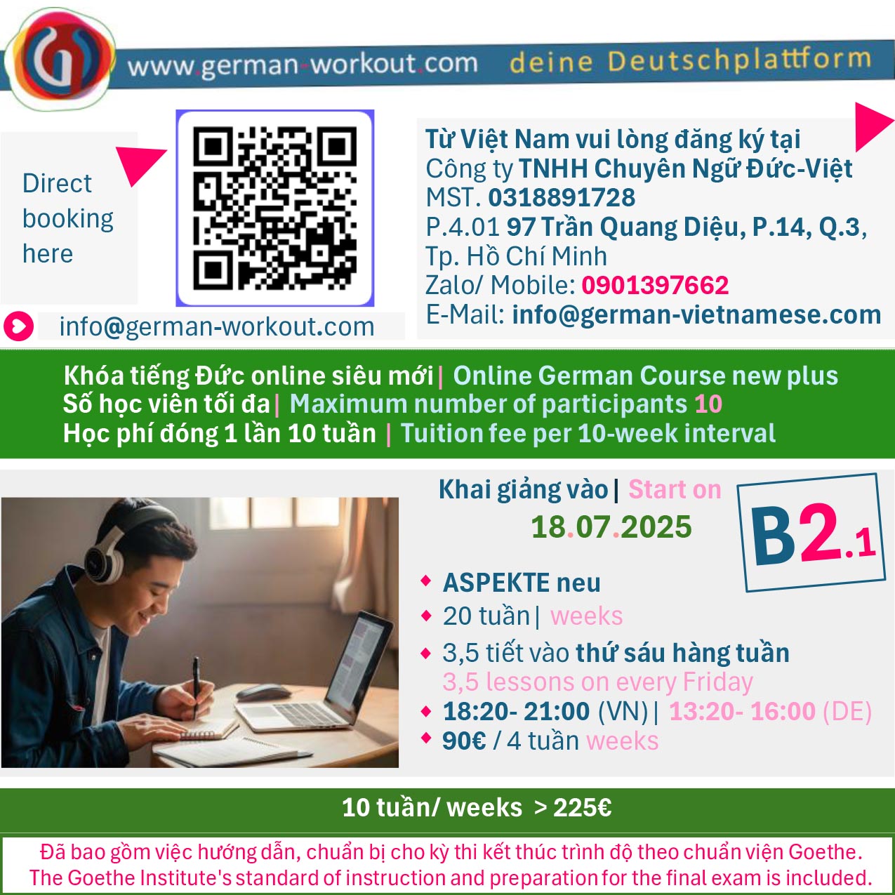 Plus Online German Course - Plus Khóa tiếng Đức online B2 | German-Workout